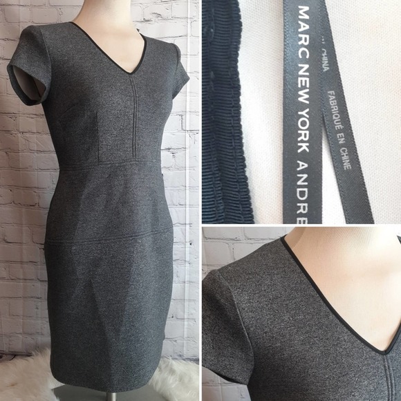 ANDREW MARC SCUBA SHEATH CASUAL KNEE LENGTH DRESS WOMEN'S SIZE 6 PETITE - Picture 4 of 16